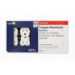 Leviton 15 Amp Tamper-Resistant Duplex Outlet, White (10-Pack) 13 Leviton 15 Amp Tamper-Resistant Duplex Outlet, White (10-Pack) -Surge Protectors Sales Store white leviton electrical outlets receptacles m22 t5320 wmp 1d 1000