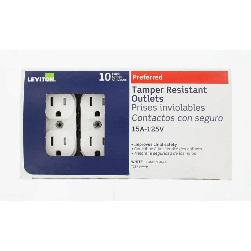 Leviton 15 Amp Commercial Grade Tamper Resistant Duplex Outlet, White (10-Pack) 5 Leviton 15 Amp Commercial Grade Tamper Resistant Duplex Outlet, White (10-Pack) - Image 5