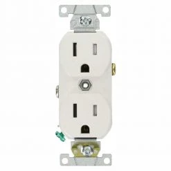 Leviton 15 Amp Commercial Grade Tamper Resistant Duplex Outlet, White (10-Pack)