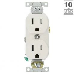 Leviton 15 Amp Commercial Grade Tamper Resistant Duplex Outlet, White (10-Pack) 11 Leviton 15 Amp Commercial Grade Tamper Resistant Duplex Outlet, White (10-Pack) -Surge Protectors Sales Store white leviton electrical outlets receptacles m22 tcbr1 wmp 66 1000