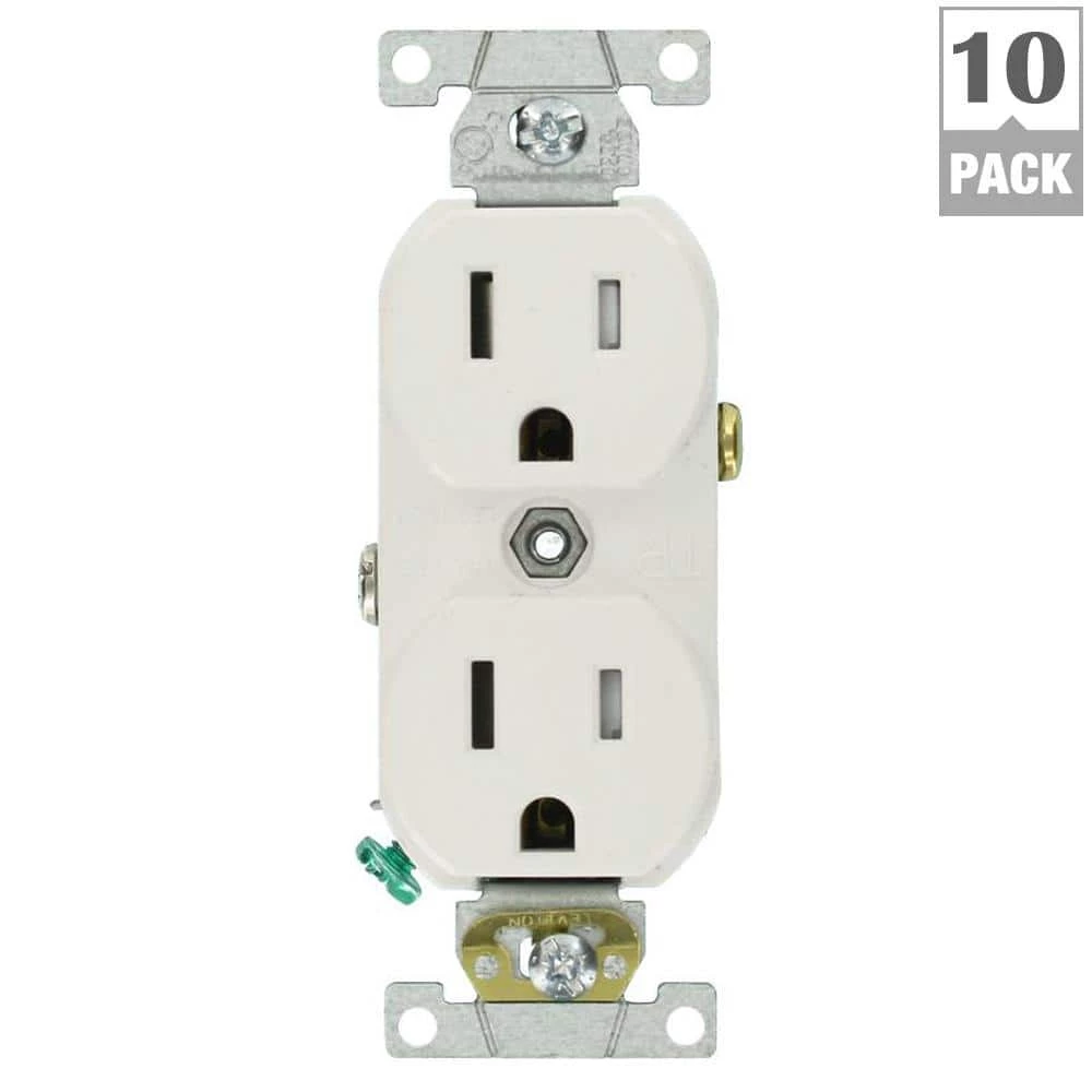 Leviton 15 Amp Commercial Grade Tamper Resistant Duplex Outlet, White (10-Pack) 6 Leviton 15 Amp Commercial Grade Tamper Resistant Duplex Outlet, White (10-Pack) - Image 6