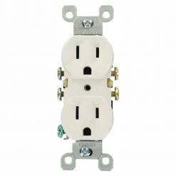 Leviton 15 Amp Residential Grade Grounding Duplex Outlet, White (10-Pack)