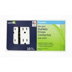 Leviton Decora 15 Amp Residential Grade Grounding Duplex Outlet, White (10-Pack) -Surge Protectors Sales Store white leviton electrical outlets receptacles m24 05325 wmp 1d 1000