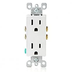 Leviton Decora 15 Amp Residential Grade Grounding Duplex Outlet, White (10-Pack)