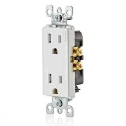 Leviton Decora 15 Amp Residential Grade Grounding Duplex Outlet, White (10-Pack) -Surge Protectors Sales Store white leviton electrical outlets receptacles m24 05325 wmp c3 1000