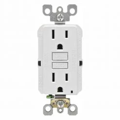 Leviton 15 Amp 125-Volt Duplex Self-Test Slim GFCI Outlet, White (4-Pack)