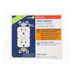 Leviton 15 Amp 125-Volt Duplex Self-Test Slim GFCI Outlet, White (4-Pack) -Surge Protectors Sales Store white leviton electrical outlets receptacles m42 gfnt1 04w 77 1000