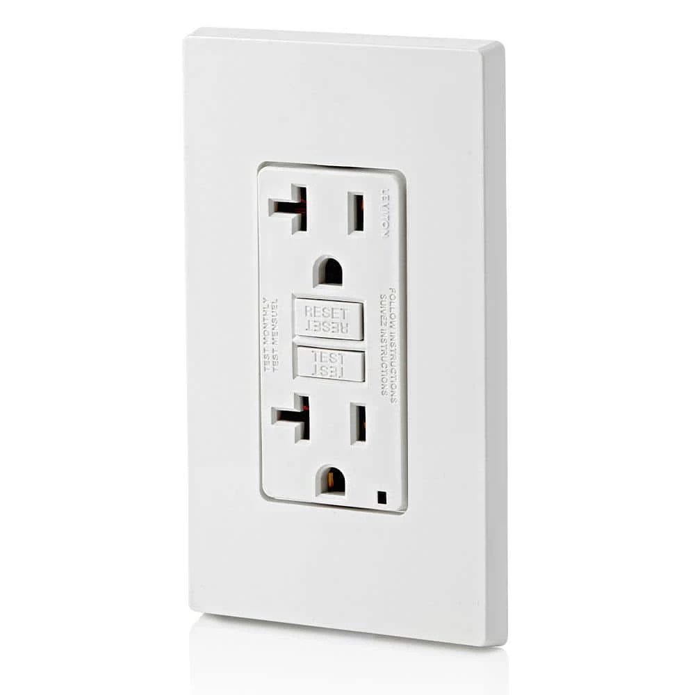 Leviton 20 Amp 125-Volt Duplex Self-Test Slim GFCI Outlet, White (4-Pack) 7 Leviton 20 Amp 125-Volt Duplex Self-Test Slim GFCI Outlet, White (4-Pack) - Image 7