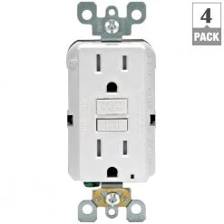 Leviton 15 Amp 125-Volt Duplex SmarTest Self-Test SmartlockPro Tamper Resistant GFCI Outlet, White (4-Pack) -Surge Protectors Sales Store white leviton electrical outlets receptacles m42 gftr1 04w 4f 1000