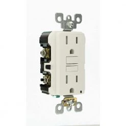 Leviton 15 Amp 125-Volt Duplex SmarTest Self-Test SmartlockPro Tamper Resistant GFCI Outlet, White (4-Pack) -Surge Protectors Sales Store white leviton electrical outlets receptacles m42 gftr1 04w a0 1000