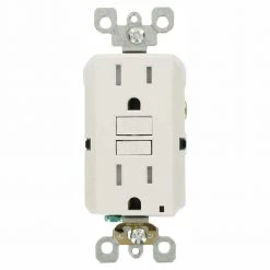 Leviton 15 Amp Self-Test SmartlockPro Slim Tamper Resistant GFCI Duplex Outlet, White (3-Pack)