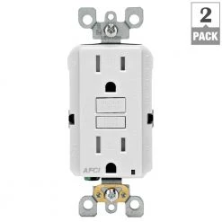 Leviton 15 Amp Tamper Resistant AFCI Outlet, White (2-Pack) -Surge Protectors Sales Store white leviton electrical outlets receptacles p00 afci2 thd 77 1000