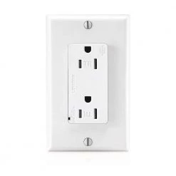 Leviton 15 Amp Commercial Grade Tamper Resistant Decora Duplex Outlet with Surge Suppressor, White