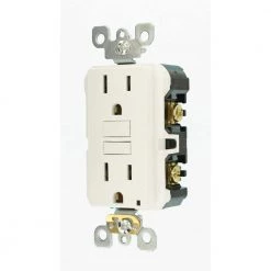 Leviton 15 Amp Self-Test SmartlockPro Slim Duplex GFCI Outlet, White -Surge Protectors Sales Store white leviton electrical outlets receptacles r02 gfnt1 0kw 1d 1000