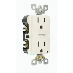 Leviton 15 Amp Self-Test SmartlockPro Slim Duplex GFCI Outlet, White -Surge Protectors Sales Store white leviton electrical outlets receptacles r02 gfnt1 0kw a0 1000
