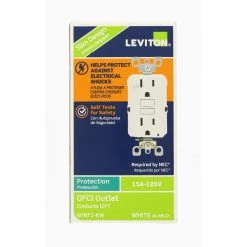 Leviton 15 Amp Self-Test SmartlockPro Slim Duplex GFCI Outlet, White -Surge Protectors Sales Store white leviton electrical outlets receptacles r02 gfnt1 0kw d4 1000