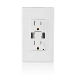 Leviton 15 Amp Smartlock Pro Self-Test GFCI Combination 24-Watt (4.8 Amp) Type A USB In-Wall Charger Duplex Outlet, White 7 Leviton 15 Amp Smartlock Pro Self-Test GFCI Combination 24-Watt (4.8 Amp) Type A USB In-Wall Charger Duplex Outlet, White -Surge Protectors Sales Store white leviton electrical outlets receptacles r02 gusb1 0bw 4f 1000