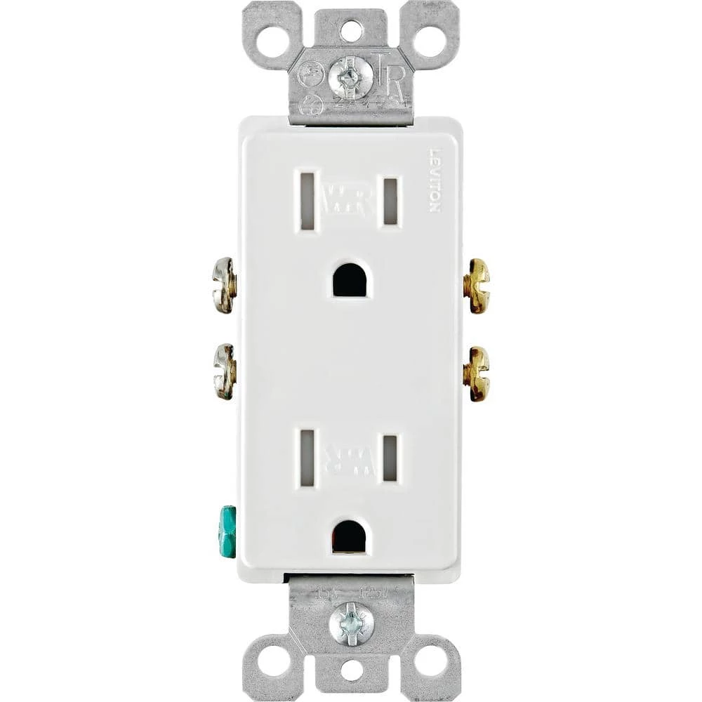 Leviton Decora 15 Amp 125-Volt Duplex Tamper Resistant/Weather Resistant Outlet, White 1 Leviton Decora 15 Amp 125-Volt Duplex Tamper Resistant/Weather Resistant Outlet, White