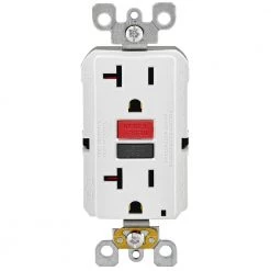 Leviton 20 Amp Self-Test SmartlockPro Slim Duplex GFCI Outlet, White