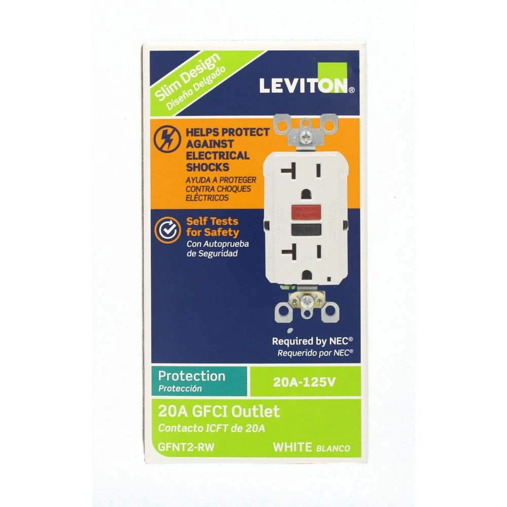 Leviton 20 Amp Self-Test SmartlockPro Slim Duplex GFCI Outlet, White 13 Leviton 20 Amp Self-Test SmartlockPro Slim Duplex GFCI Outlet, White - Image 13
