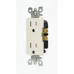 Leviton Decora 15 Amp Residential Grade Self Grounding Duplex Outlet, White -Surge Protectors Sales Store white leviton electrical outlets receptacles r52 05325 0ws 40 1000
