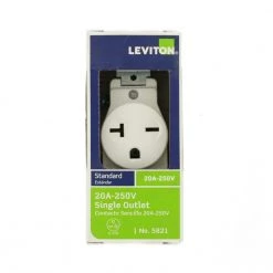 Leviton 20 Amp Commercial Grade Double-Pole Single Outlet, White -Surge Protectors Sales Store white leviton electrical outlets receptacles r52 05821 0ws 40 1000