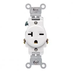 Leviton 20 Amp Commercial Grade Double-Pole Single Outlet, White