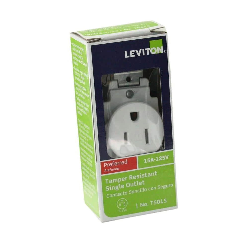 Leviton 15 Amp Commercial Grade Tamper Resistant Single Outlet, White 7 Leviton 15 Amp Commercial Grade Tamper Resistant Single Outlet, White - Image 7