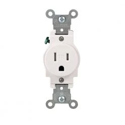 Leviton 15 Amp Commercial Grade Tamper Resistant Single Outlet, White