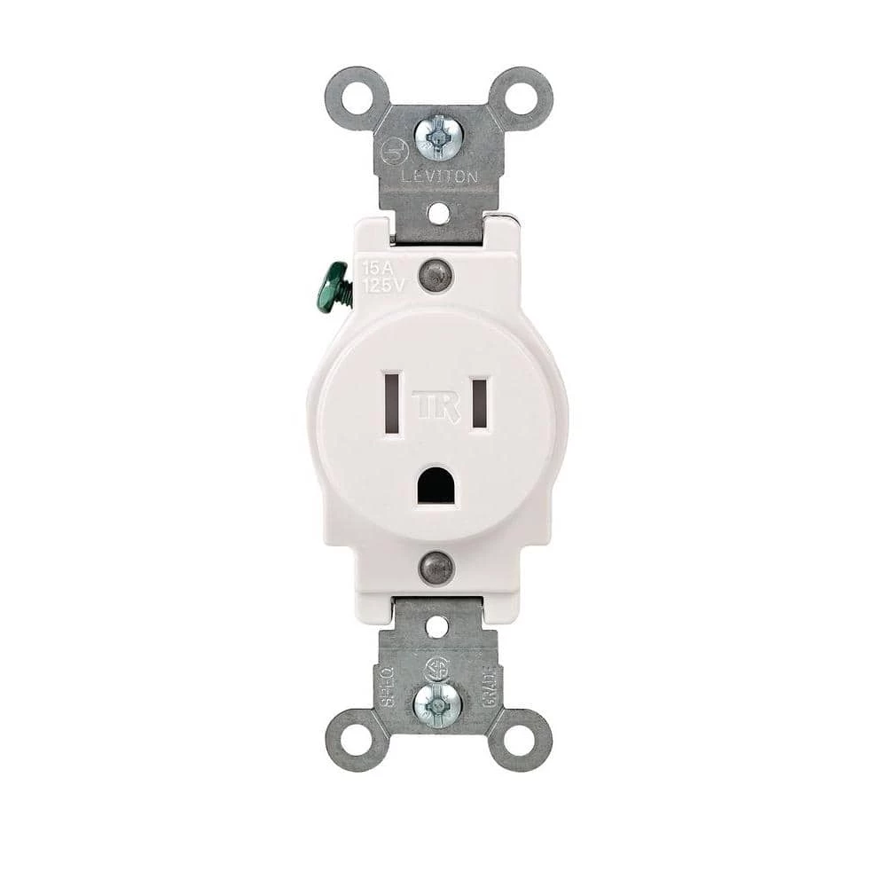 Leviton 15 Amp Commercial Grade Tamper Resistant Single Outlet, White 1 Leviton 15 Amp Commercial Grade Tamper Resistant Single Outlet, White