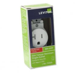Leviton 20 Amp Commercial Grade Tamper Resistant Single Outlet, White -Surge Protectors Sales Store white leviton electrical outlets receptacles r52 t5020 0ws d4 1000