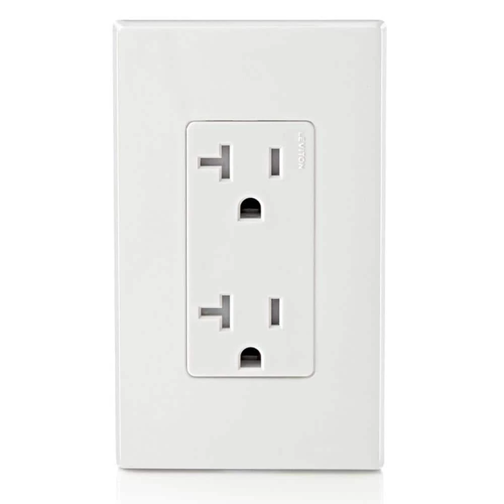 Leviton Decora 20 Amp Ultrasonic Tamper Resistant Duplex Outlet, White 6 Leviton Decora 20 Amp Ultrasonic Tamper Resistant Duplex Outlet, White - Image 6