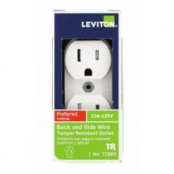 Leviton 15 Amp Commercial Grade Tamper Resistant Duplex Outlet, White -Surge Protectors Sales Store white leviton electrical outlets receptacles r52 tcbr1 00w fa 1000