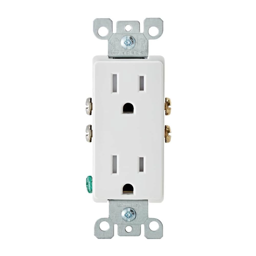 Leviton Decora 15 Amp Tamper Resistant Duplex Outlet, White 1 Leviton Decora 15 Amp Tamper Resistant Duplex Outlet, White