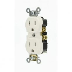 Leviton 15 Amp Commercial Grade Duplex Outlet, White -Surge Protectors Sales Store white leviton electrical outlets receptacles r62 cbr15 00w 40 1000