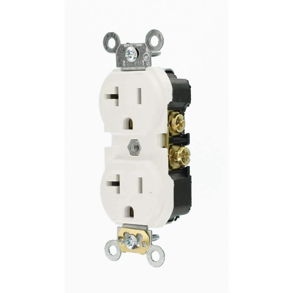 Leviton 20 Amp Commercial Grade Duplex Outlet, White 3 Leviton 20 Amp Commercial Grade Duplex Outlet, White - Image 3