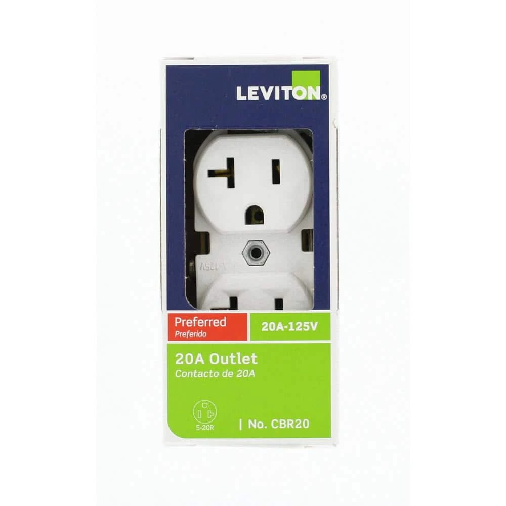 Leviton 20 Amp Commercial Grade Duplex Outlet, White 5 Leviton 20 Amp Commercial Grade Duplex Outlet, White - Image 5