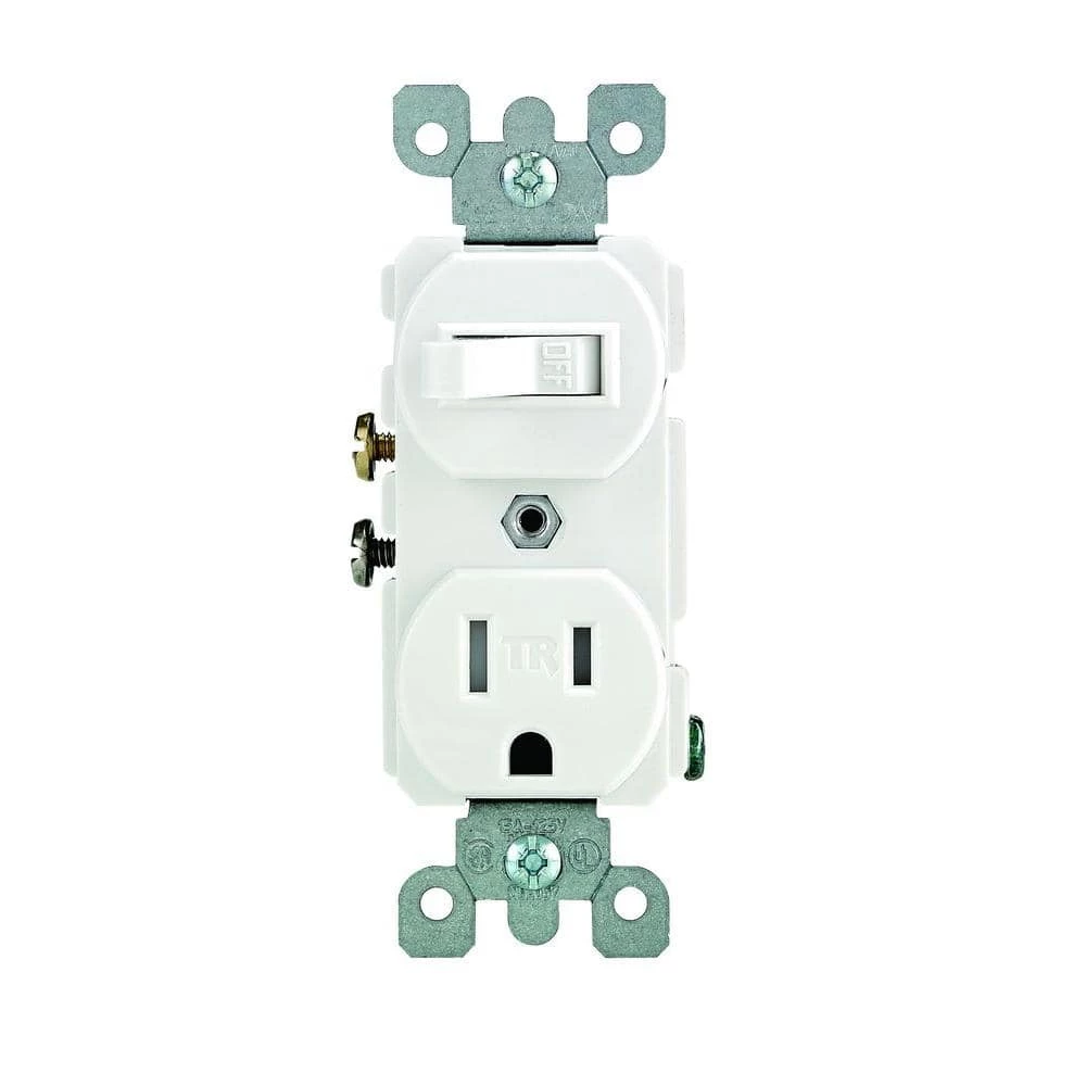 Leviton 15 Amp Tamper-Resistant Combination Switch and Outlet, White 1 Leviton 15 Amp Tamper-Resistant Combination Switch and Outlet, White