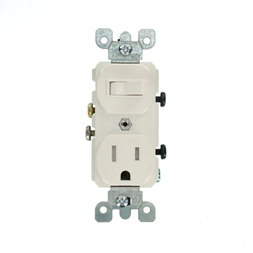 Leviton 15 Amp Tamper-Resistant Combination Switch and Outlet, White 2 Leviton 15 Amp Tamper-Resistant Combination Switch and Outlet, White - Image 2
