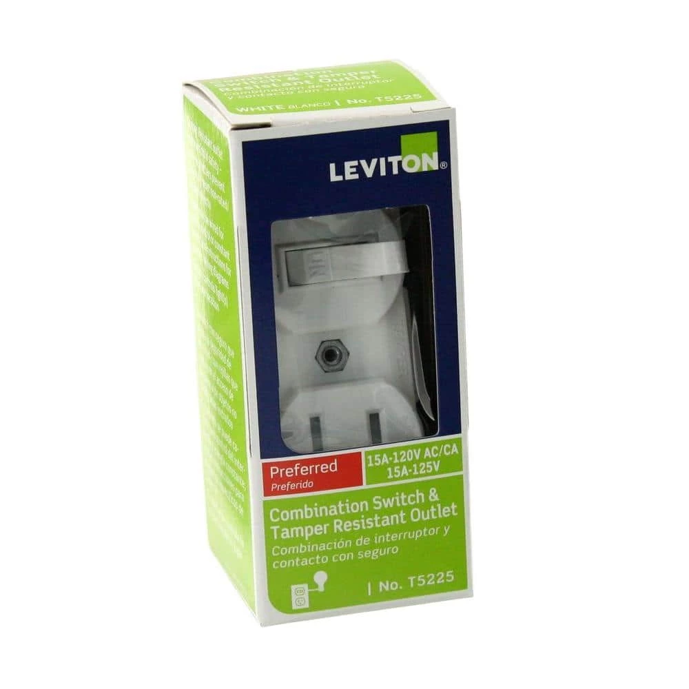 Leviton 15 Amp Tamper-Resistant Combination Switch and Outlet, White 6 Leviton 15 Amp Tamper-Resistant Combination Switch and Outlet, White - Image 6