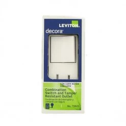 Leviton Decora 15 Amp Tamper Resistant Combo Switch and Outlet, White -Surge Protectors Sales Store white leviton electrical outlets receptacles r62 t5625 0ws 40 1000