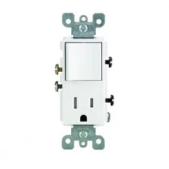 Leviton Decora 15 Amp Tamper Resistant Combo Switch and Outlet, White