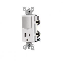 Leviton Decora 15 Amp Tamper Resistant Combo Switch and Outlet, White -Surge Protectors Sales Store white leviton electrical outlets receptacles r62 t5625 0ws 76 1000