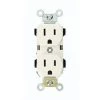 Leviton 15 Amp Industrial Grade Narrow-Body Duplex Outlet, White