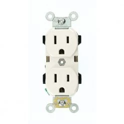 Leviton 15 Amp Industrial Grade Narrow-Body Duplex Outlet, White