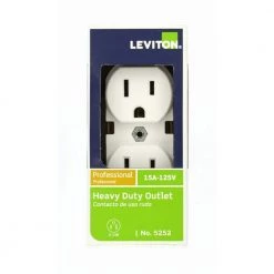 Leviton 15 Amp Industrial Grade Narrow-Body Duplex Outlet, White -Surge Protectors Sales Store white leviton electrical outlets receptacles r72 05252 0ws fa 1000