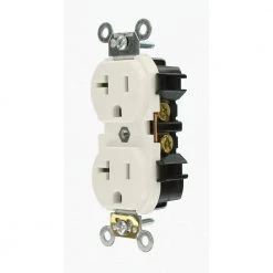 Leviton 20 Amp Industrial Grade Heavy Duty Self Grounding Duplex Outlet, White -Surge Protectors Sales Store white leviton electrical outlets receptacles r72 05352 0ws 40 1000