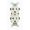 Leviton 20 Amp Industrial Grade Heavy Duty Self Grounding Duplex Outlet, White