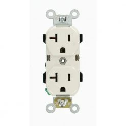 Leviton 20 Amp Industrial Grade Heavy Duty Self Grounding Duplex Outlet, White