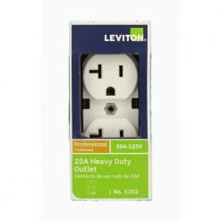 Leviton 20 Amp Industrial Grade Heavy Duty Self Grounding Duplex Outlet, White -Surge Protectors Sales Store white leviton electrical outlets receptacles r72 05352 0ws fa 1000